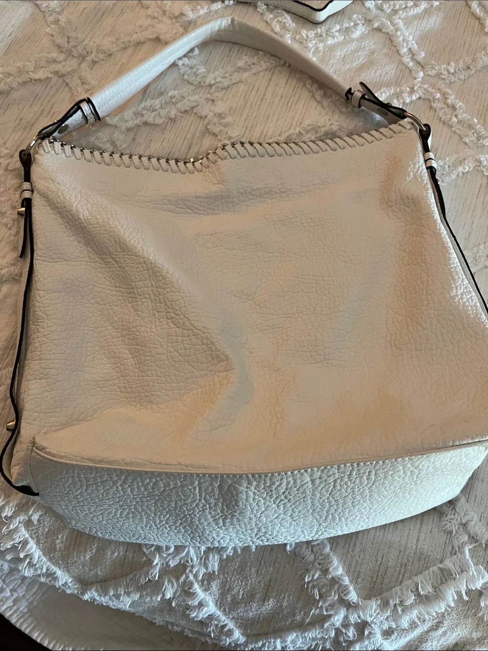 Jessica Simpson white very soft Leather Shoulder Bag with Removable Strap